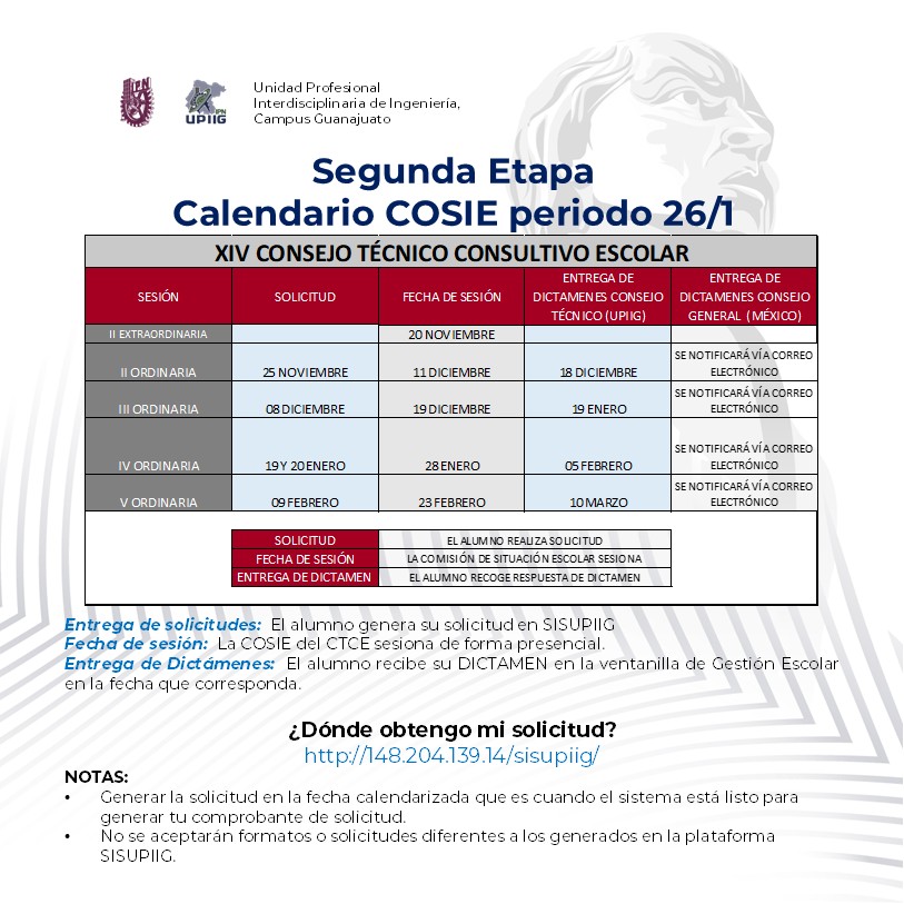 Calendario COSIE